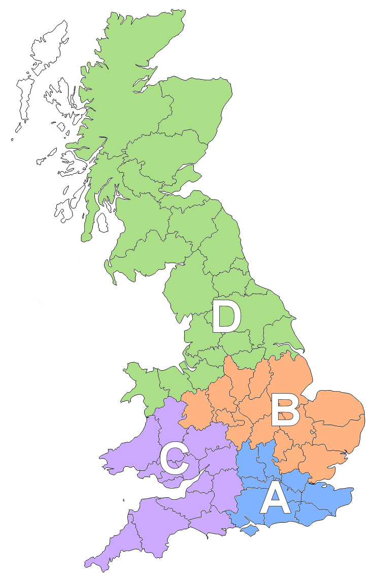 UK showing regions served by our agents