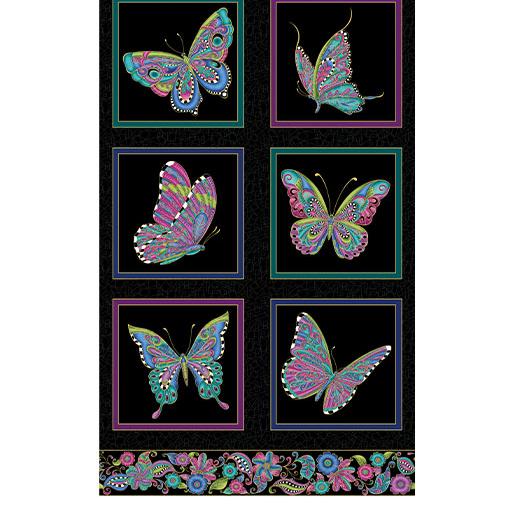 Buttefrlies black multi panel