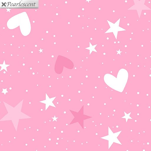 Magical Stars and Hearts Pink Littondale Fabrics