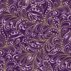 Featherly paisley purple fabric 