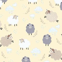 dreamy sheep on buttercream background
