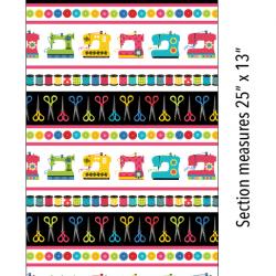 striped sew simple fabric with sewing machines on