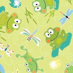 frogs on green background