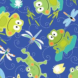 frogs on blue background