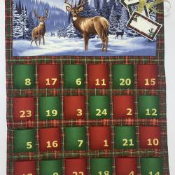 A fold up advent calendar with a Scottish stag scene