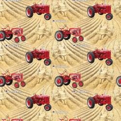 red tractors on wheat background