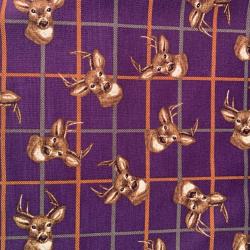 stag head tossed on a checked purple background
